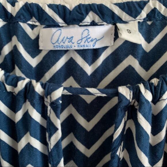 Fighting Eel Ava Sky Chevron Lightweight Dress Tie Waist Small - Picture 3 of 9